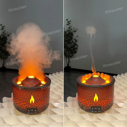 Volcanic Flame Aroma Oil Diffuser Jellyfish Smoke Ring Air Humidifier Ultrasonic Atomizing Sprayer.